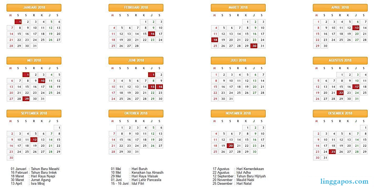 kalender libur dan cuti 2018